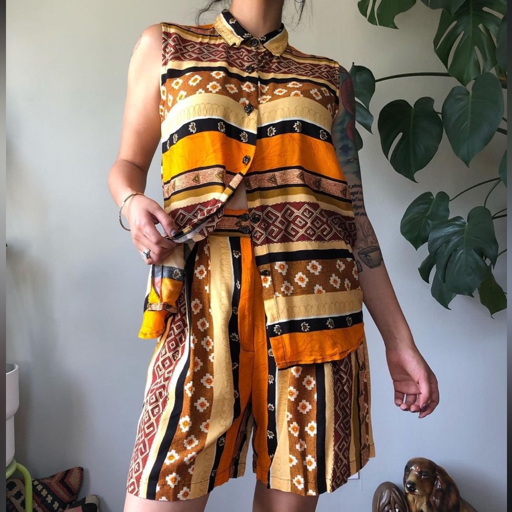 Two Piece Vintage Retro Top and Bottom Set